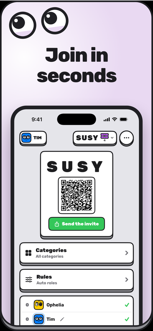 SUS lobby — friends join in seconds with a room code
